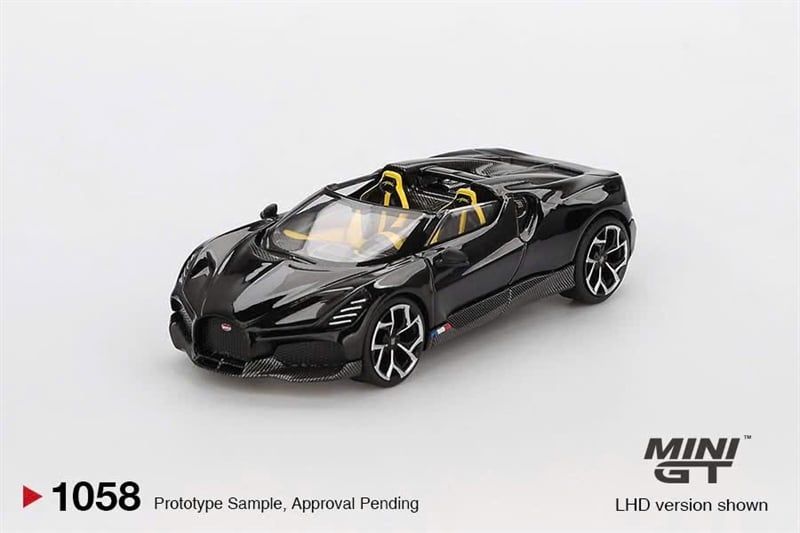  Mô hình xe Bugatti W16 Mistral Black bản card tỉ lệ 1:64 MiniGT MGT01058 (HAVE CHASE) 