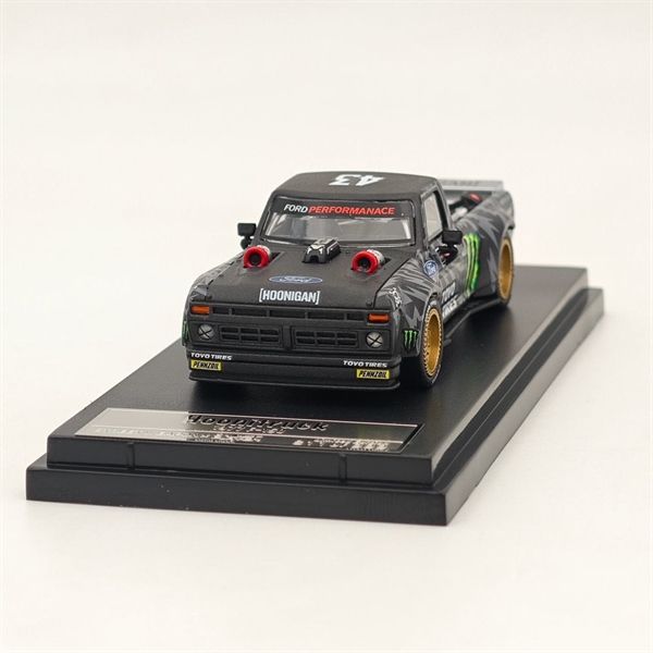  Mô hình xe Ford F-150 Hoonitruck Tianmen - Black Pick Up 1977 Monster energy tỉ lệ 1:64 Street warrior OT64226 