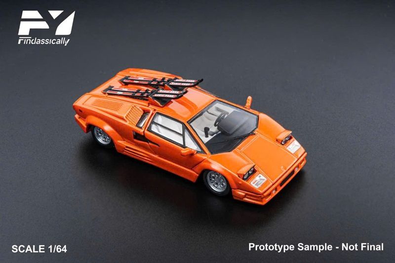  Mô hình xe Lamborghini Countach LP5000 orange Sled Edition mở được 2 mắt đèn lên tỉ lệ 1:64 Findclassically Fy model 