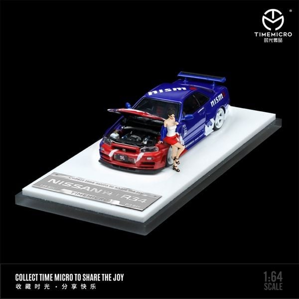  Mô hình xe Nissan GTR34 nismo blue-red tỉ lệ 1:64 Time micro TM643439 