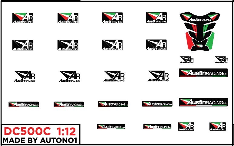  Decal nước AR - Austin Racing 1:12 Autono1 DC500C 