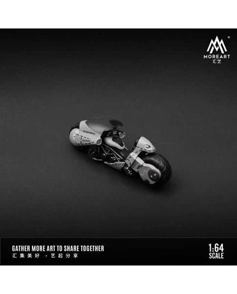  Mô hình xe mô tô đua + nhân vật Akira silver resin tỉ lệ 1:64 MoreArt MO222062 