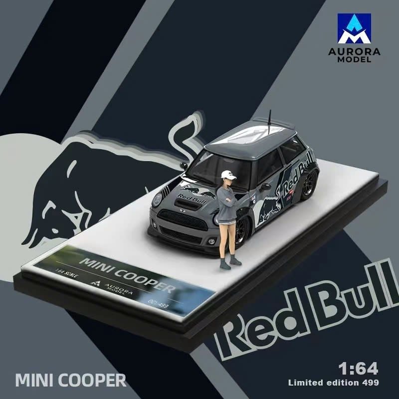  Mô hình xe Mini Cooper Redbull Livery Limited 499 pcs tỉ lệ 1:64 Aurora model AM643627 