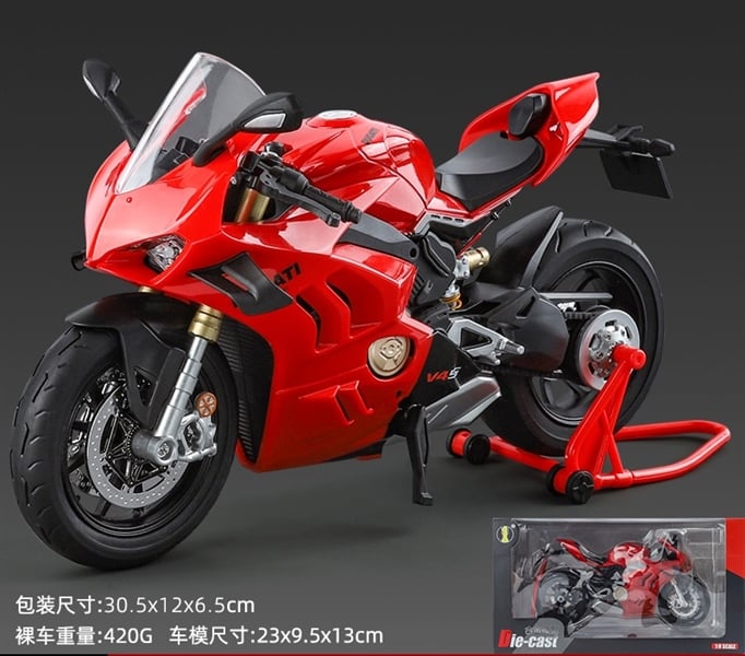  Mô hình mô tô Ducati V4S có âm thanh - đèn - ben nâng tỉ lệ 1:9 Alloy Model MT087 