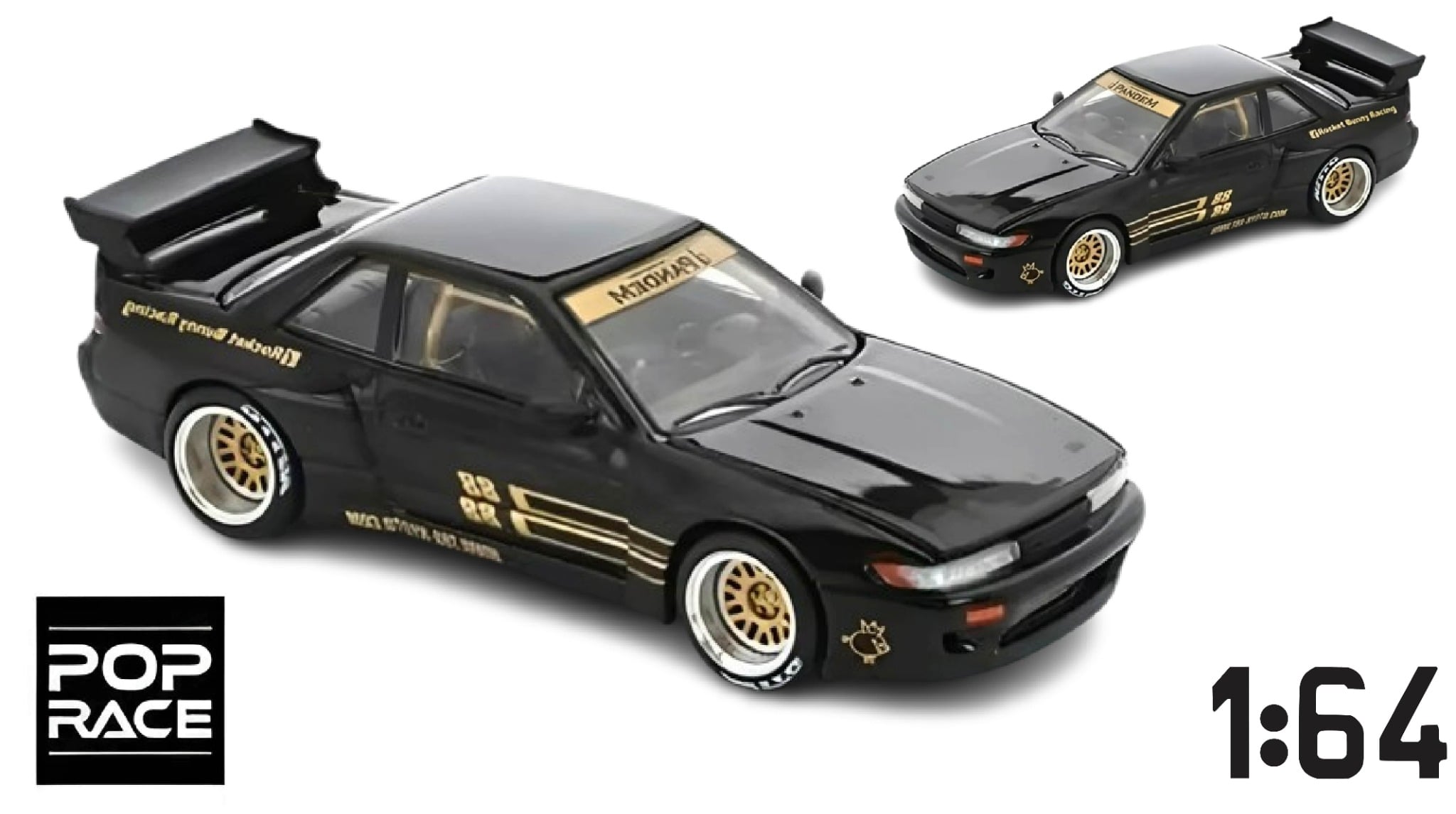  Mô hình xe Nissan Silvia S13 Pandem black tỉ lệ 1:64 Poprace PR640289 