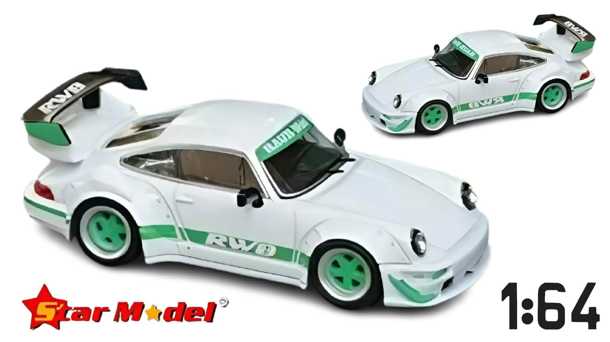  Mô hình xe Porsche RWB964 GT Wing Green tỉ lệ 1:64 Star Model OT64318 