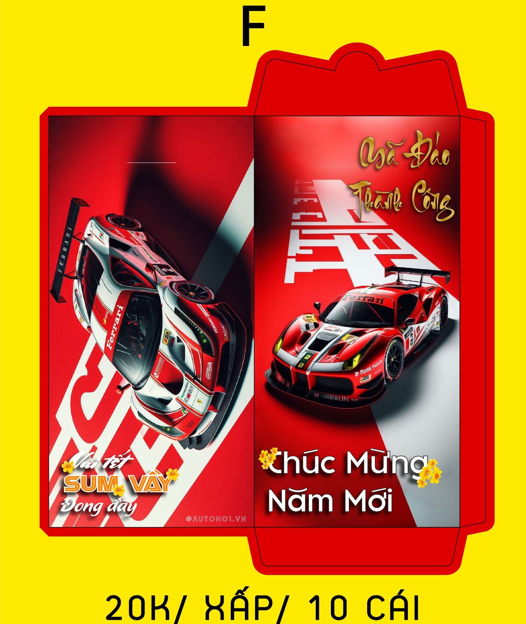  Bao lì xì hình xe kiểu bao dọc chúc mừng năm mới 2025 kích thước 8x16cm Autono1 LX008 
