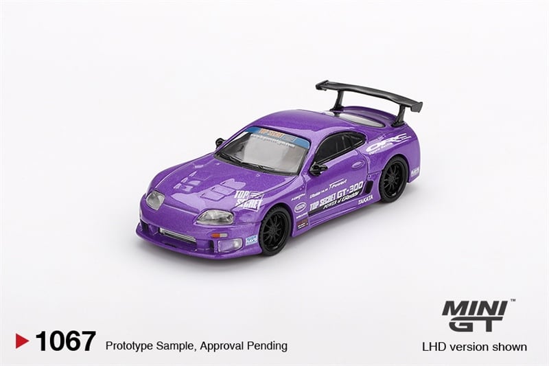  Mô hình xe Toyota Supra (A80) Top Secret GT-300 Top Secret Purple bản card tỉ lệ 1:64 MiniGT MGT01067 