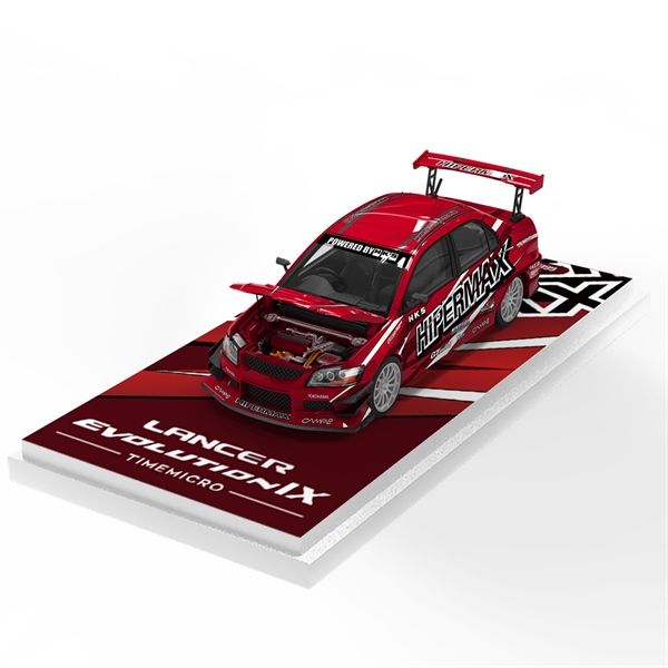  Mô hình xe Mitsubishi EVO 9th Generation - HIPERMAX Transparent Red tỉ lệ 1:64 MiniGT TM800209 