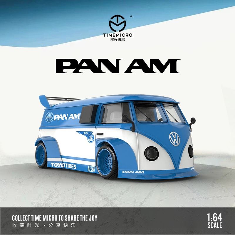  Mô hình xe Volkwagen T1 Pan Am Toyotires baby blue Limited 999 pcs tỉ lệ 1:64 Time Micro 