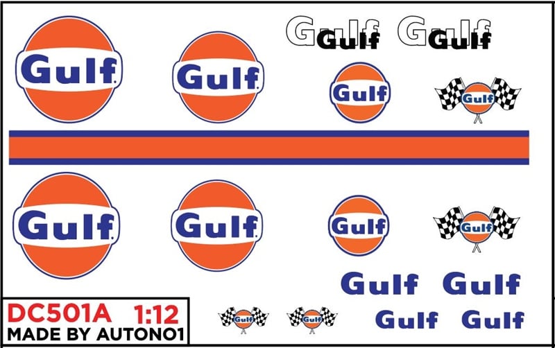  Decal nước hãng Gulf 1:12 Autono1 DC501A 