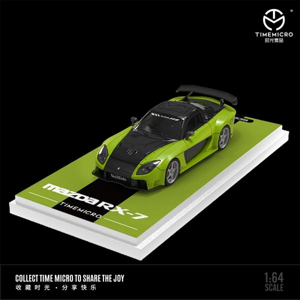  Mô hình xe Mazda RX-7 Veilside Black Green tỉ lệ 1:64 Time Micro TM645811 