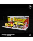  Hộp trưng bày mica xưởng sửa chữa ô tô có bàn nâng , có fig Shell V-Power tỉ lệ 1:64 MO641072 