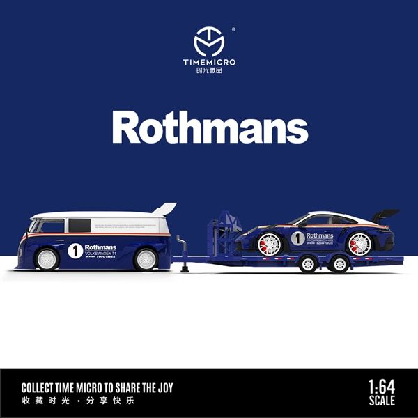  Mô hình xe full set Volkwagen T1 + Porsche + trailer kéo Le Fu men Rothmans limited edition 999pcs tỉ lệ 1:64 Time micro TM642946 