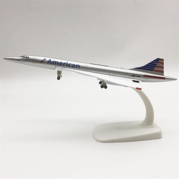  Mô hình máy bay phản lực Concorde American Airlines có bánh xe kích thước 20cm MB20135 