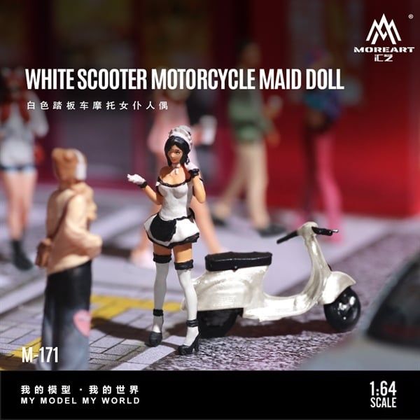  Mô hình nhân vật figure nữ White Scooter Motorcycle Maid tỉ lệ 1:64 More Art MO222171 