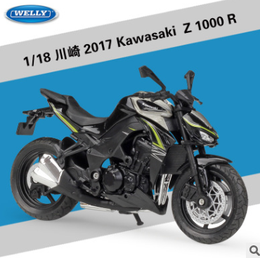  Mô hình xe mô tô Kawasaki Z1000R 2017 black tỉ lệ 1:18 Welly MT18057 
