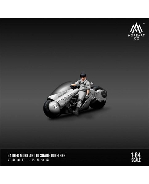  Mô hình xe mô tô đua + nhân vật Akira silver resin tỉ lệ 1:64 MoreArt MO222062 