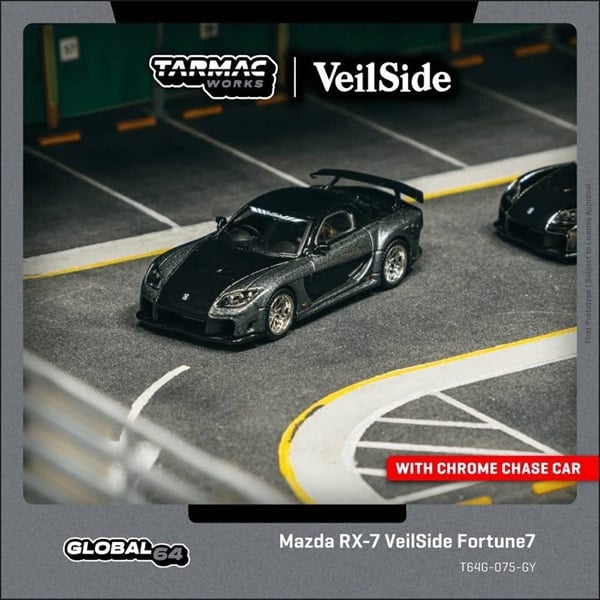  Mô hình xe Mazda RX-7 VeilSide Fortune7, Grey metallic / Black tỉ lệ 1:64 Tarmac works T64G-075-GY 