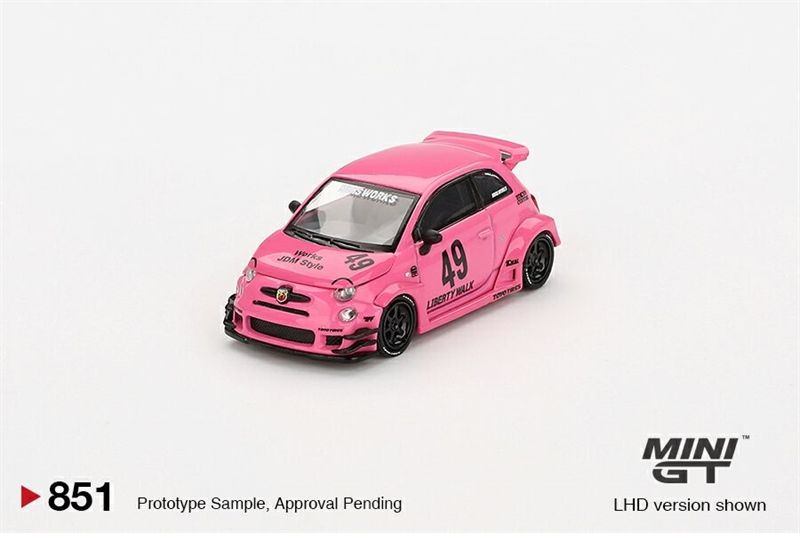  Mô hình xe ABARTH 595 LB-WORKS x Abas Works Pink tỉ lệ 1:64 MiniGT MGT00851-CH 