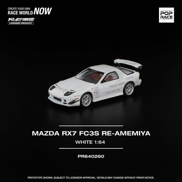  Mô hình xe Mazda RX7 FC3S Re-Amemiya White tỉ lệ 1:64 Pop Race PR640260 