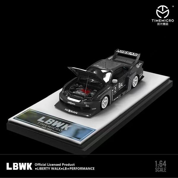 Mô hình xe ô tô Nissan Silvia S15 LBWK Black tỉ lệ 1:64 Time micro TM646002 