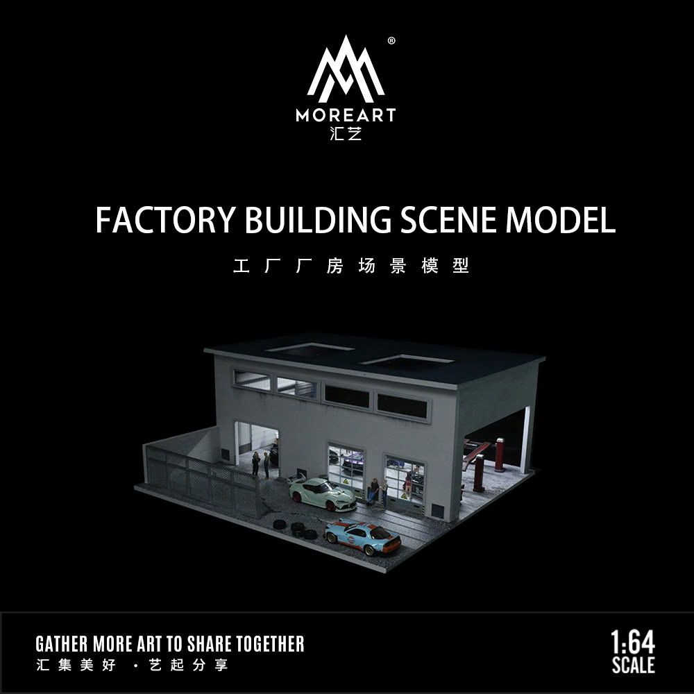  Hộp trưng bày showroom garage để xe có hàng rào có đèn tỉ lệ 1:64 MO936403 More Art 