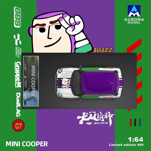  Mô hình xe BMW Mini Cooper Buzz Lightyear tỉ lệ 1:64 Aurora Model AM643639 