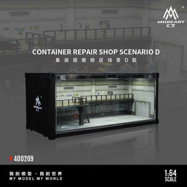  Hộp trưng bày mica container mô phỏng Repair Shop Scene D Model tỉ lệ 1:64 MoreArt MO400209 