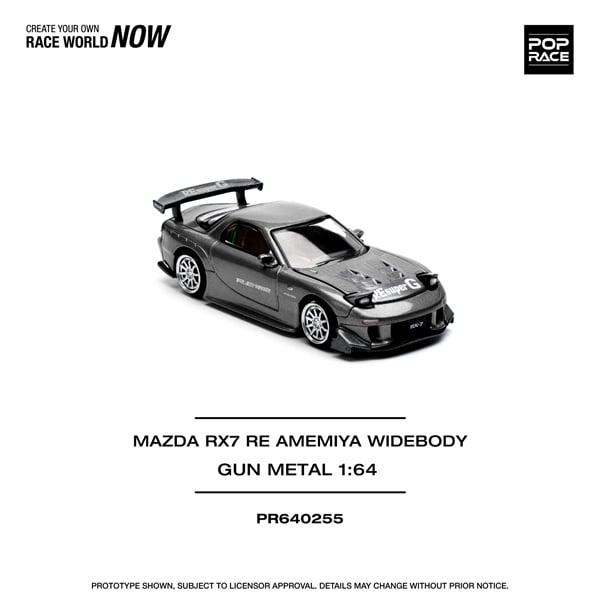  Mô hình xe Mazda RX-7 Re-Amemiya - Gun metal tỉ lệ 1:64 Poprace PR640255 