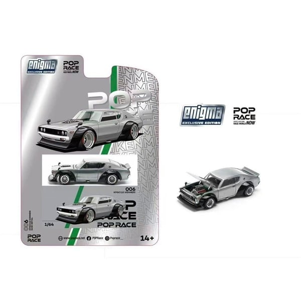  Mô hình xe Nissan Kenmeri KPGC0110 Raw Material bản card tỉ lệ 1:64 POPRACE x Enigma PRE006 