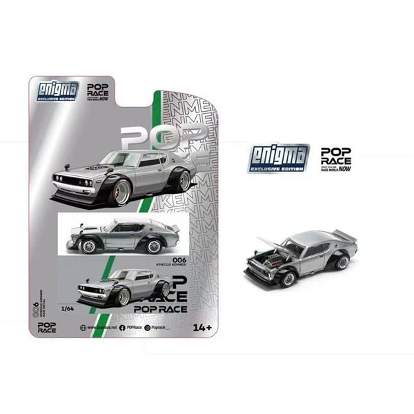  Mô hình xe Nissan Kenmeri KPGC0110 Raw Material bản card tỉ lệ 1:64 POPRACE x Enigma PRE006 