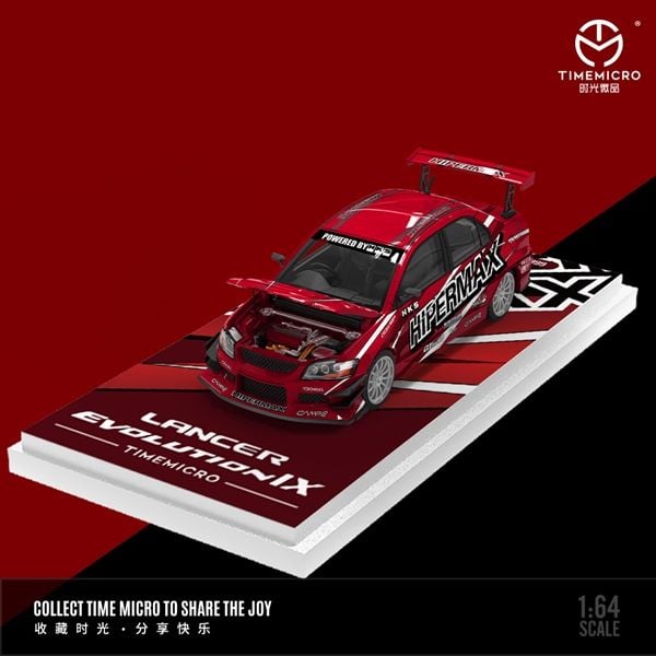  Mô hình xe Mitsubishi EVO 9th Generation - HIPERMAX Transparent Red tỉ lệ 1:64 MiniGT TM800209 