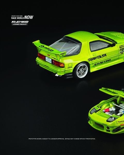  Mô hình xe Mazda RX7 FC3S RE-Amemiya Luminous Green tỉ lê 1:64 Poprace PR640344 