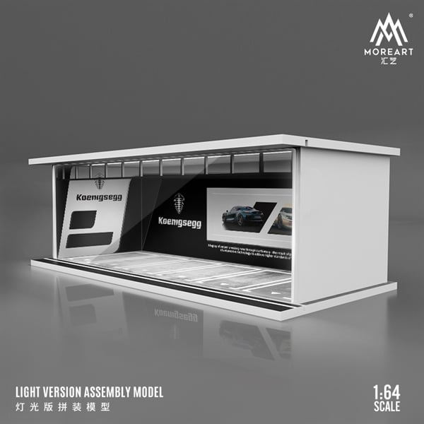  Hộp trưng bày mica mô phỏng showroom Koenigsegg - có đèn kích thước 30x13.3x10cm tỉ lệ 1:64 MoreArt MO914051 