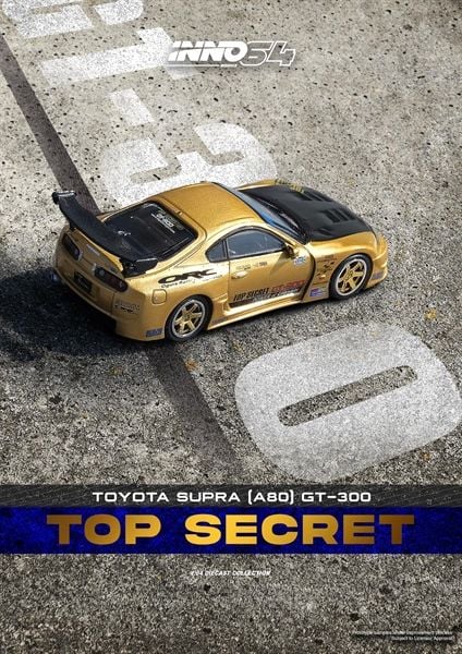  Mô hình xe Toyota Supra A80 Top secret GT300 tỉ lệ 1:64 Inno64 model IN64-A80TS-GOLD 