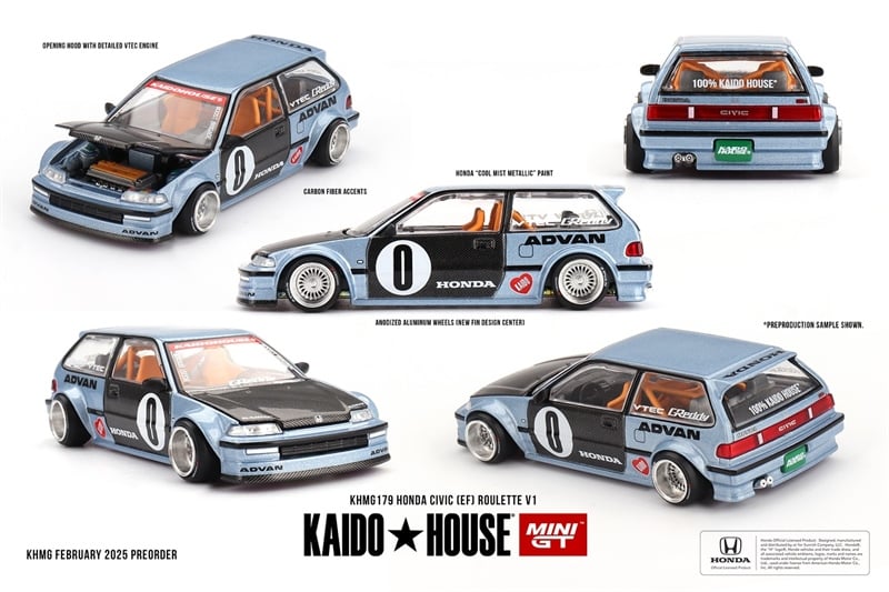  Mô hình xe HONDA CIVIC (EF) ROULETTE V1 tỉ lệ 1:64 Kaido House KHMG179 