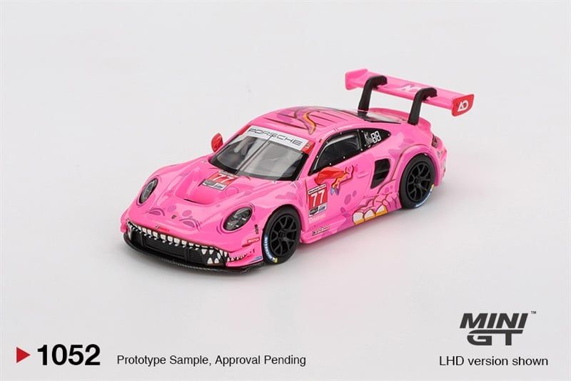  Mô hình xe Porsche 911 GT3 R #77 AO Racing 2024 IMSA ROAD AMERICA bản card tỉ lệ 1:64 MiniGT MGT01052 NO CHASE 