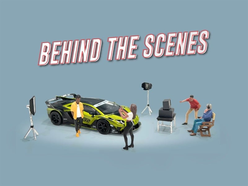  Set mô hình 4 nhân vật + 6 phụ kiện đi kèm Behind the Scenes tỉ lệ 1:64 American Diorama - Mijo AD-2426MJ 