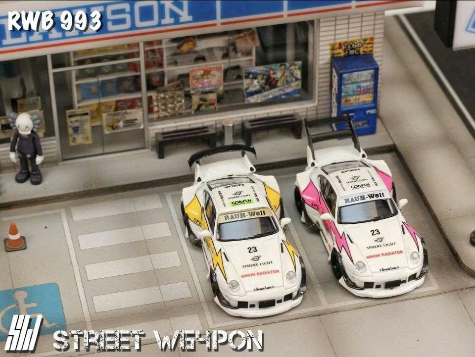 Mô hình xe Diecast Porsche RWB 993 Four Colors With Carbon Wing 1:64 Street Weapon OT64119 
