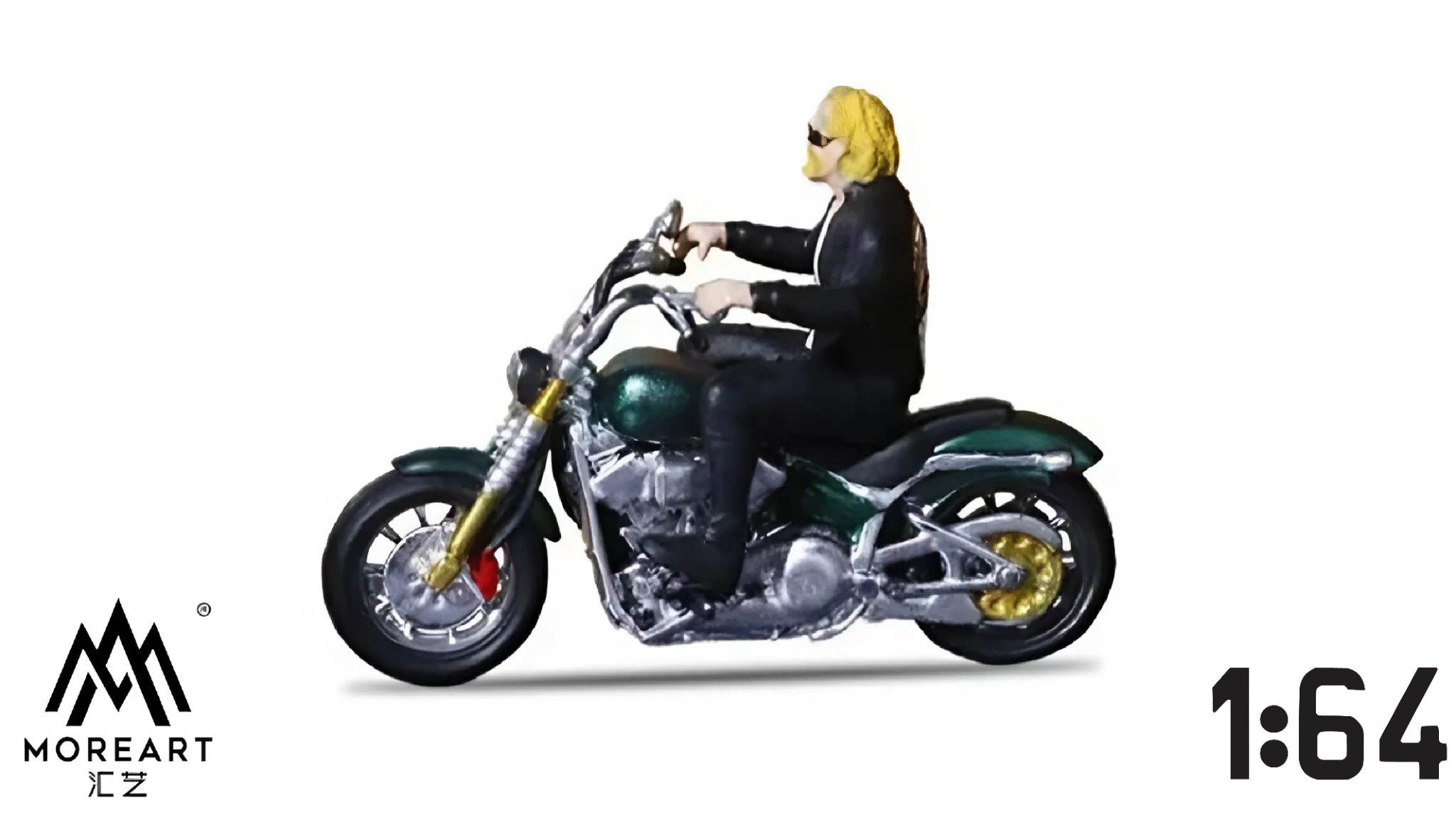  Mô hình xe và nhân vật figure Harley men's motorcycle party green tỉ lệ 1:64 MoreArt MO222132 