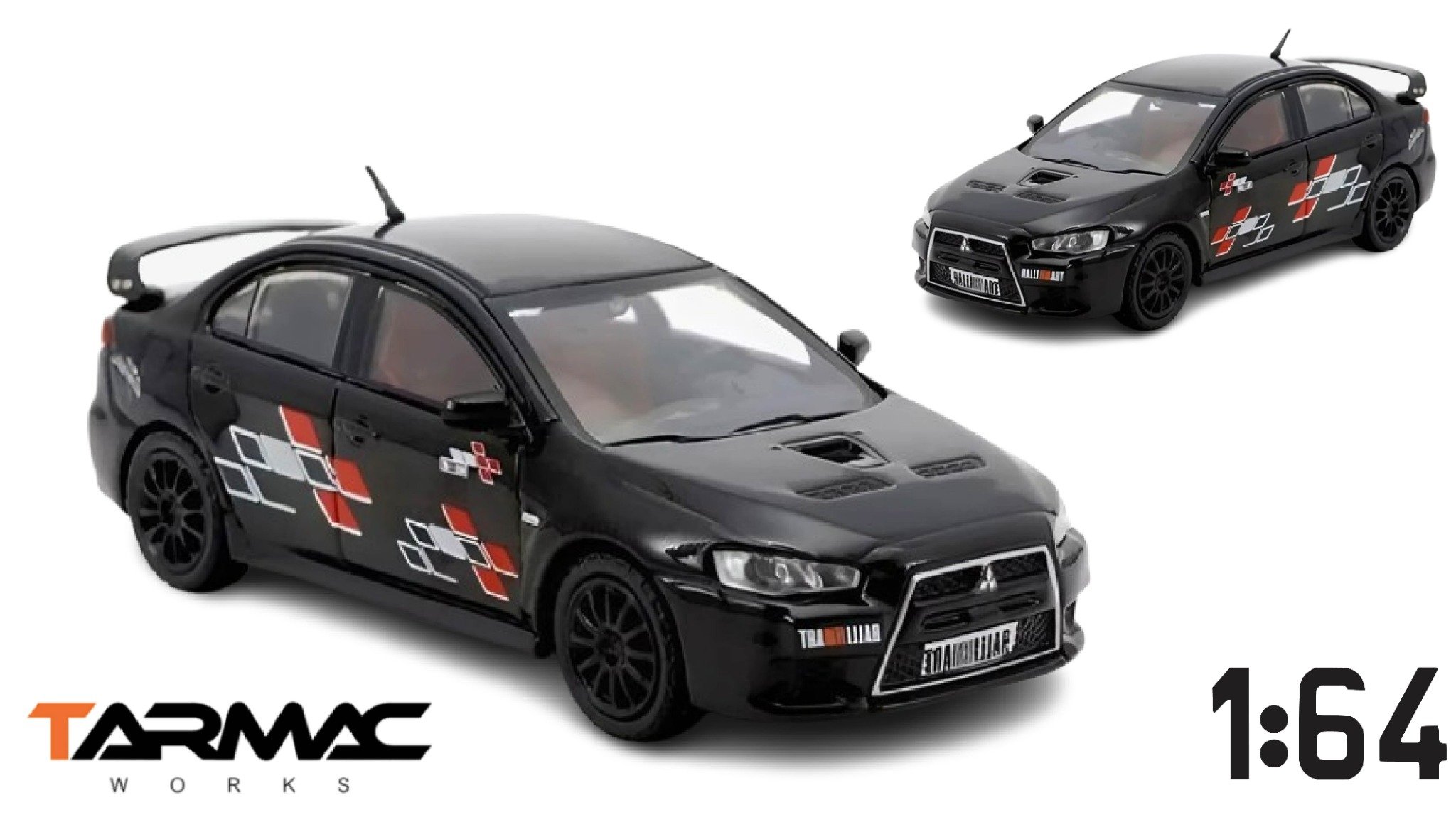  Mô hình xe Mitsubishi Lancer EVO X Ralliart Edition Black tỉ lệ 1:64 Tarmac works T64-004-REB 