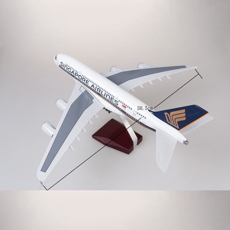  Mô hình máy bay Singapore Airline Airbus A380 47cm 1:130 có đèn led tự động theo tiếng vỗ tay hoặc chạm MB47005 