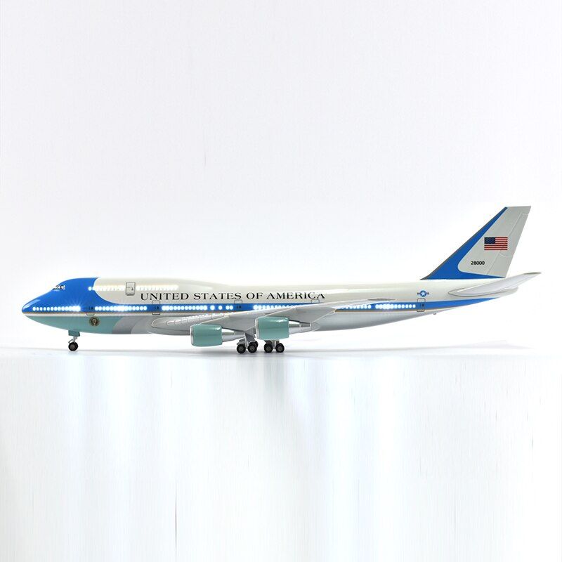  Mô hình máy bay Chuyên cơ tổng thống Mỹ Air Force One Boeing B747 47cm 1:130 có đèn led tự động theo tiếng vỗ tay hoặc chạm MB47001 