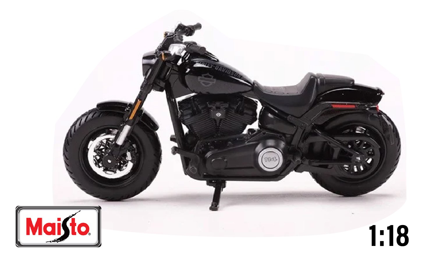  Mô hình Harley Davidson 2022 Fat Bob 114 black 1:18 Maisto MT020 