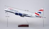  Mô hình máy bay British Airways Airbus A380 United Kingdom UK England 47cm 1:160 có đèn led tự động theo tiếng vỗ tay hoặc chạm MB47019 