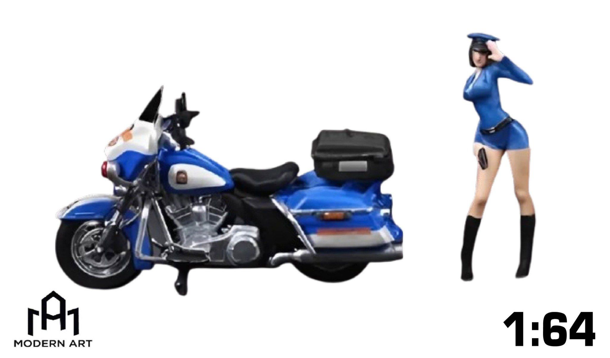  Mô hình nhân vật figure nữ và xe cảnh sát Harley Davison resin tỉ lệ 1:64 MoreArt MO222161 