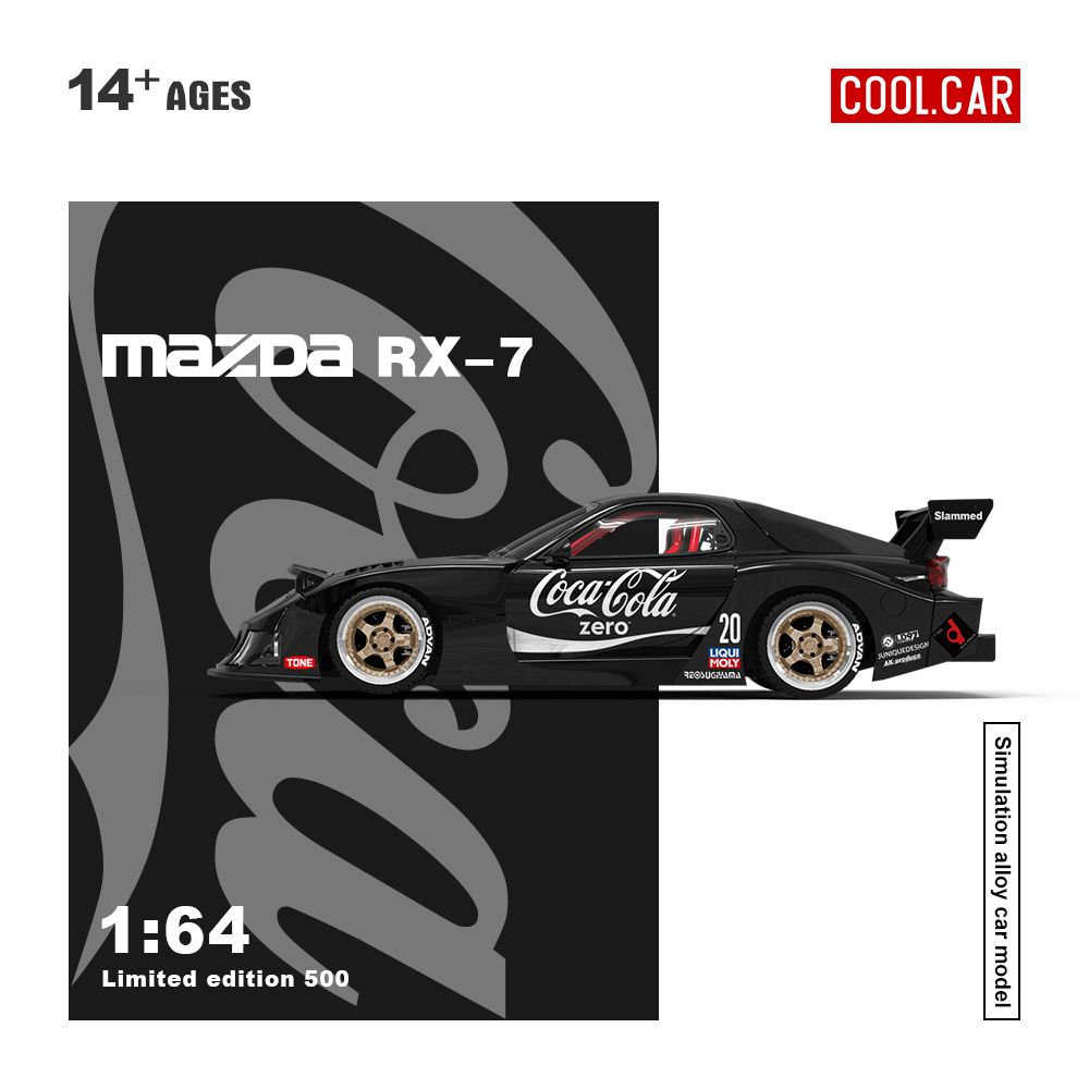  Mô hình xe Mazda RX-7 LB-Super Silhouette Liberty Walk Black Coca Cola tỉ lệ 1:64 Cool car CC647602 