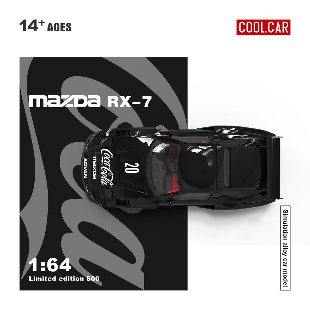  Mô hình xe Mazda RX-7 LB-Super Silhouette Liberty Walk Black Coca Cola tỉ lệ 1:64 Cool car CC647602 