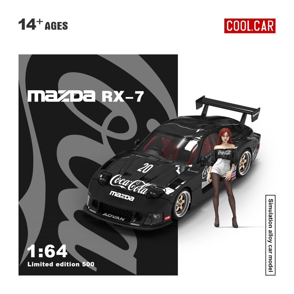  Mô hình xe Mazda RX-7 LB-Super Silhouette Liberty Walk Black Coca Cola tỉ lệ 1:64 Cool car CC647602 